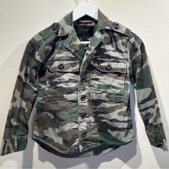 J CREW Camouflage Utility Jacket PXXS Camo Green - Picture 3 of 8